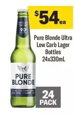Liquorland Pure Blonde Ultra Low Carb Lager Bottles 24x330mL offer
