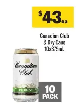Liquorland Canadian Club & Dry Cans 10x375mL offer