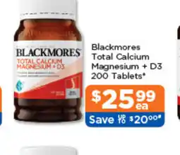 Good Price Pharmacy Blackmores Total Calcium Magnesium + D3 200 Tablets* offer