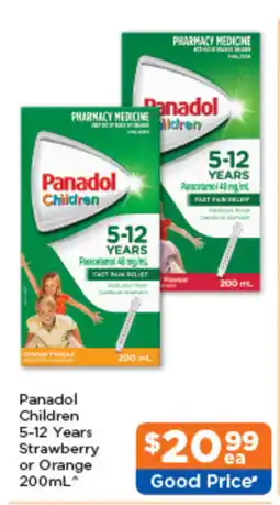 Good Price Pharmacy Panadol Children 5-12 Years Strawberry or Orange 200mL offer
