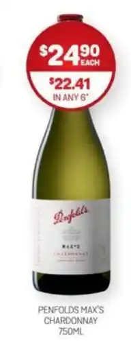 Harry Brown PENFOLDS MAX'S CHARDONNAY 750ML offer