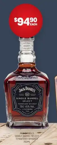 JACK DANIEL'S SINGLE BARREL SELECT TENNESSEE WHISKEY