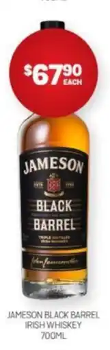 Harry Brown JAMESON BLACK BARREL IRISH WHISKEY 700ML offer