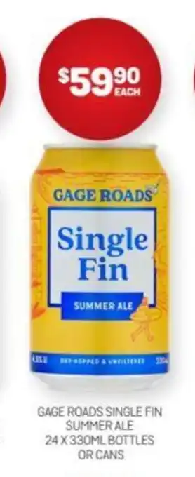 Harry Brown GAGE ROADS SINGLE FIN SUMMER ALE offer