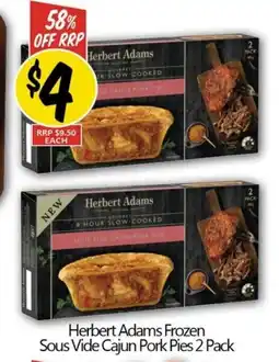 Herbert Adams Frozen Sous Vide Cajun Pork Pies 2 Pack