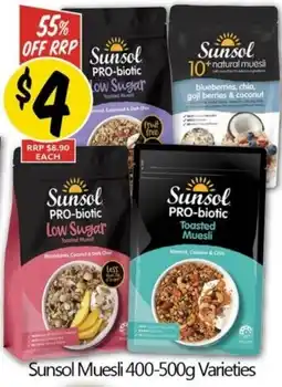 NQR Sunsol Muesli 400-500g Varieties offer