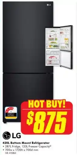 The Good Guys 420L Bottom Mount Refrigerator offer