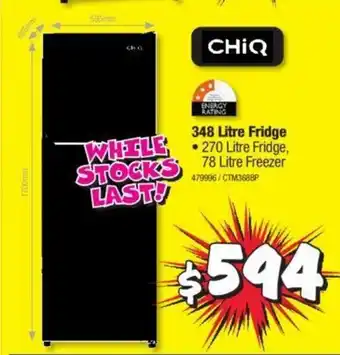 JB Hi-Fi ChiQ - 348 Litre Fridge offer