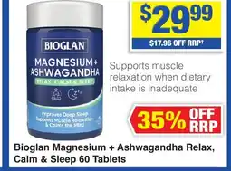 My Chemist Bioglan Magnesium + Ashwagandha Relax, Calm & Sleep 60 Tablets offer