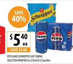 Supabarn PEPSI AND SCHWEPPES SOFT DRINK offer