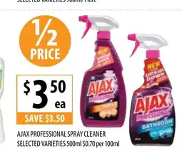 Supabarn AJAX PROFESSIONAL SPRAY CLEANER SELECTED VARIETIES 500ml $0.70 per 100ml offer