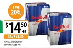 Supabarn REDBULL ENERGY DRINK 4x473ml $7.66 per litre offer