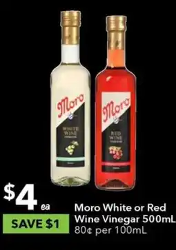 Ritchies Moro White or Red Wine Vinegar 500mL 80¢ per 100mL offer