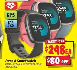 JB Hi-Fi Versa 4 Smartwatch 601078/VERSA4-BLK(FB523BKBK-FRCJK) offer