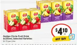 IGA Golden Circle Fruit Drink 6x250mL Selected Varieties offer