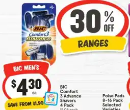 IGA BIC Comfort 3 Advance Shavers 4 Pack offer