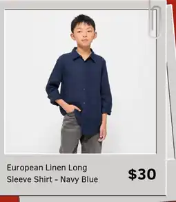 Target European Linen Long Sleeve Shirt - Navy Blue offer