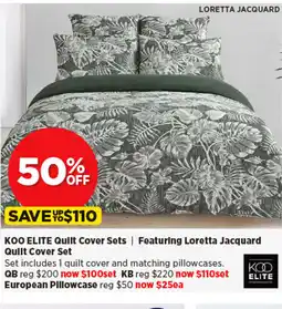 Spotlight KOO ELITE Quilt Cover Sets | Featuring Loretta Jacquard Quilt Cover Set offer