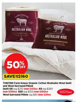 Spotlight TONTINE Farm House Organic Cotton Washable Wool Quilt offer