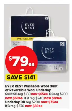 Spotlight EVER REST Washable Wool Quilt offer