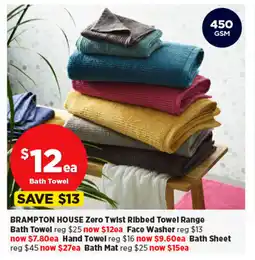 Spotlight BRAMPTON HOUSE Zero Twist Ribbed Towel Range offer