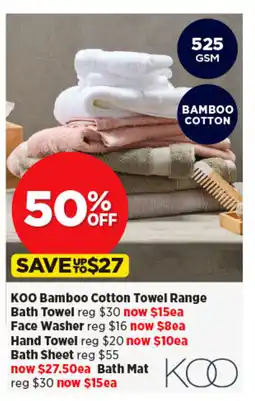 Spotlight KOO Bamboo Cotton Towel Range offer