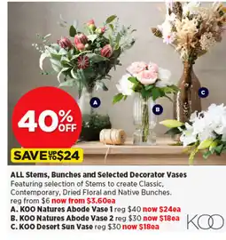 Spotlight ALL Stems, Bunches and Selected Decorator Vases offer