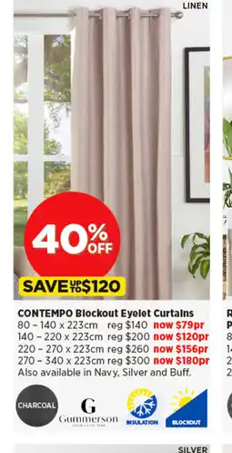 Spotlight CONTEMPO Blockout Eyelet Curtains offer