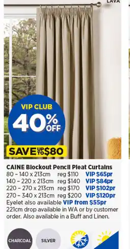 Spotlight CAINE Blockout Pencil Pleat Curtains offer