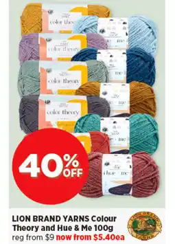 Spotlight LION BRAND YARNS Colour Theory and Hue & Me 100g offer