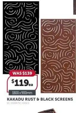 Stratco KAKADU RUST & BLACK SCREENS SC-11014/SC-11023 offer