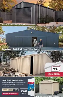 Stratco Smartspan Stubbie Sheds. offer