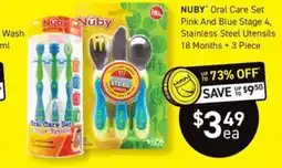 NUBY* Oral Care Set Pink And Blue Stage 4, Stainless Steel Utensils