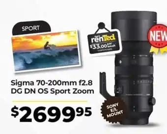 Teds Cameras Sigma 70-200mm f2.8 DG DN OS Sport Zoom offer