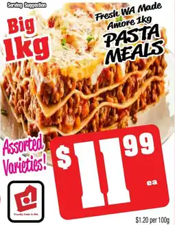 Farmer Jack's Fresh WA Made Amore 1kg PASTA MEALS offer