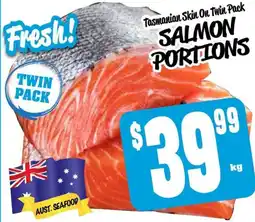 Farmer Jack's Tasmanian Skin On Twin Pack SALMON PORTIONS offer
