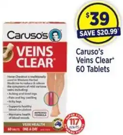 Star Discount Chemist Caruso's Veins Clear* 60 Tablets offer