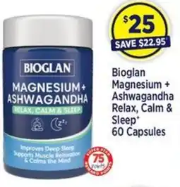 Star Discount Chemist Bioglan Magnesium + Ashwagandha Relax, Calm & Sleep* 60 Capsules offer