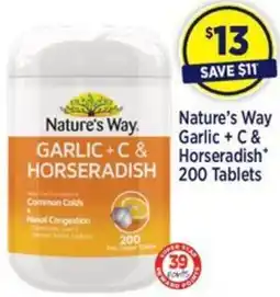 Star Discount Chemist Nature's Way Garlic + C & Horseradish* 200 Tablets offer