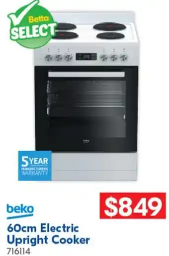 Betta beko 60cm Electric Upright Cooker offer