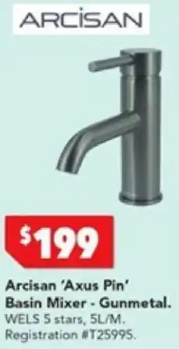 Harvey Norman Arcisan 'Axus Pin' Basin Mixer - Gunmetal. offer