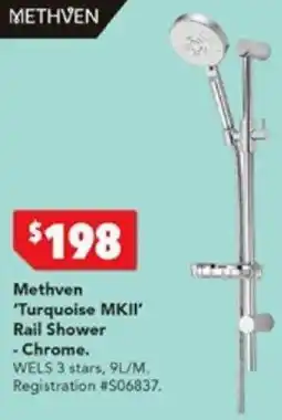 Harvey Norman Methven 'Turquoise MKII Rail Shower -Chrome offer