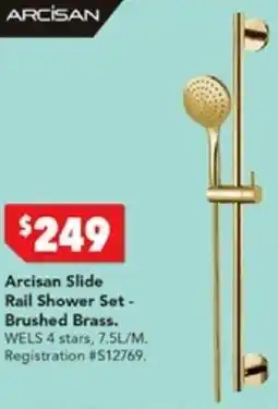 Harvey Norman Arcisan Slide Rail Shower Set - Brushed Brass offer