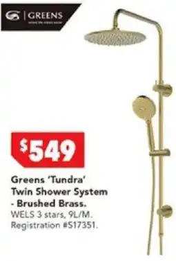 Harvey Norman Greens 'Tundra' Twin Shower System -Brushed Brass offer