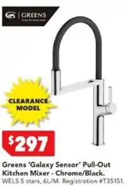 Harvey Norman Greens 'Galaxy Sensor' Pull-Out Kitchen Mixer - Chrome/Black offer