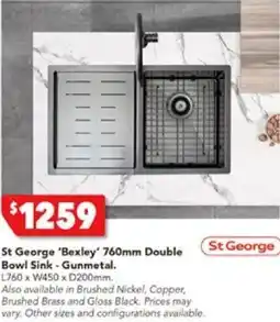 Harvey Norman St George 'Bexley' 760mm Double Bowl Sink - Gunmetal offer