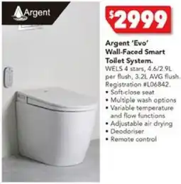 Harvey Norman Argent 'Evo' Wall-Faced Smart Toilet System offer