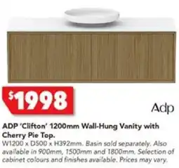 Harvey Norman ADP 'Clifton' 1200mm Wall-Hung Vanity with Cherry Pie Top offer