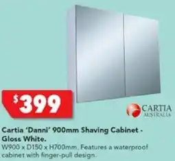 Harvey Norman Cartia 'Danni' 900mm Shaving Cabinet - Gloss White offer