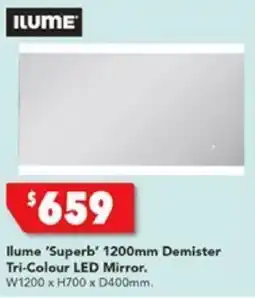 Ilume 'Superb' 1200mm Demister Tri-Colour LED Mirror